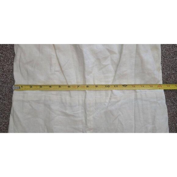 White Wide-Leg Linen Jumpsuit With Adjustable Spaghetti Straps & Smocked Back By - Picture 4 of 5